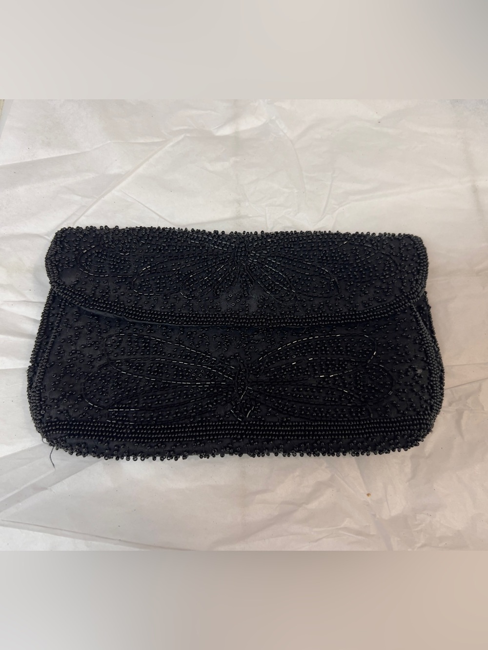 Purse / Clutch Black Bead Evening - Walborg Made in Belgium by Hand
